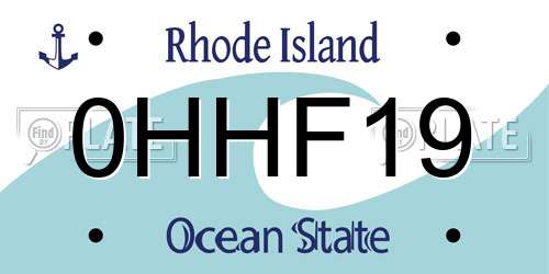 0HHF19 Rhode Island License Plate