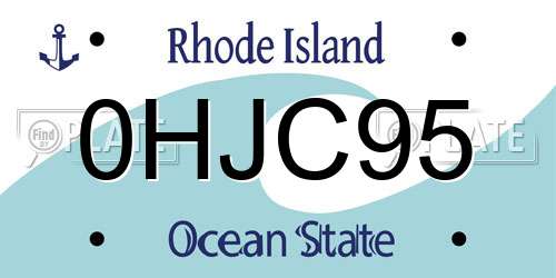 0HJC95 Rhode Island License Plate