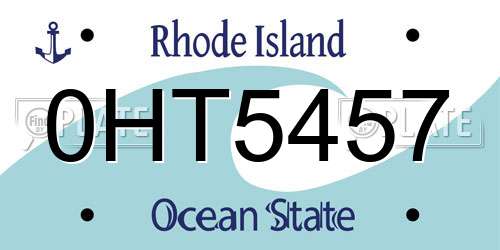 0HT5457 Rhode Island License Plate