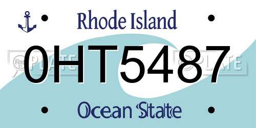 0HT5487 Rhode Island License Plate