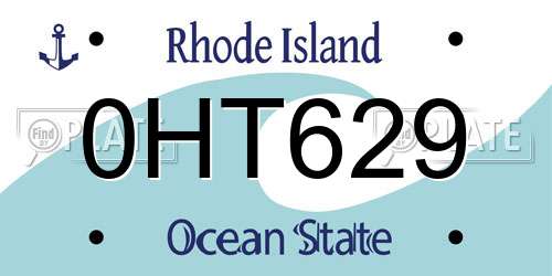 0HT629 Rhode Island License Plate