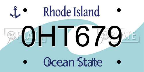 0HT679 Rhode Island License Plate