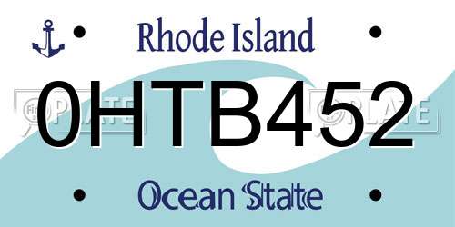 0HTB452 Rhode Island License Plate