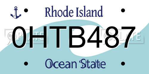 0HTB487 Rhode Island License Plate