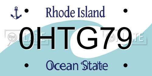 0HTG79 Rhode Island License Plate