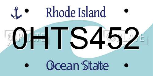 0HTS452 Rhode Island License Plate