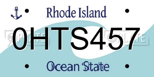 0HTS457 Rhode Island License Plate
