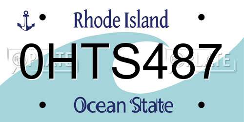0HTS487 Rhode Island License Plate