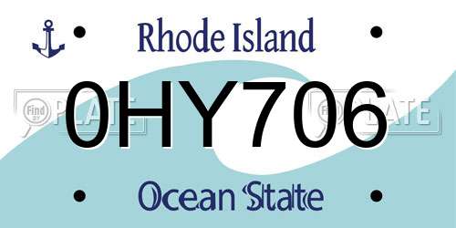 0HY706 Rhode Island License Plate