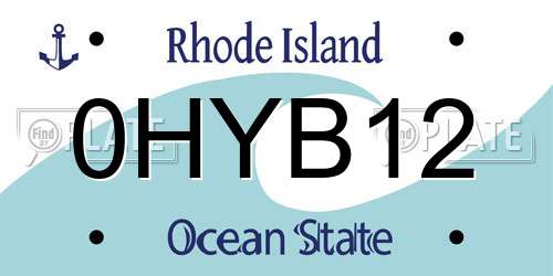 0HYB12 Rhode Island License Plate
