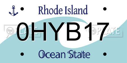 0HYB17 Rhode Island License Plate