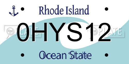 0HYS12 Rhode Island License Plate