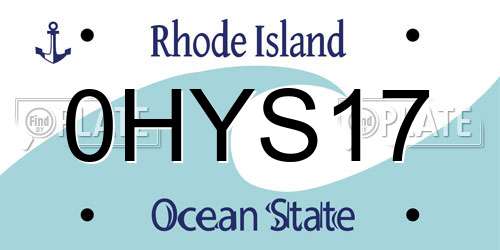 0HYS17 Rhode Island License Plate