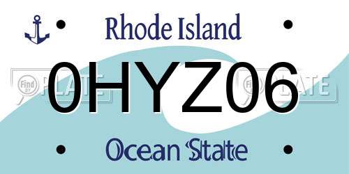 0HYZ06 Rhode Island License Plate