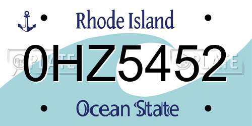 0HZ5452 Rhode Island License Plate