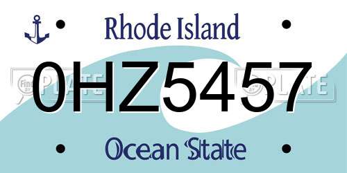 0HZ5457 Rhode Island License Plate