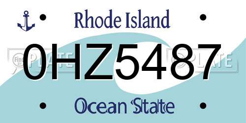 0HZ5487 Rhode Island License Plate