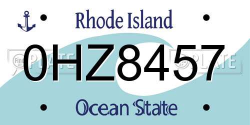 0HZ8457 Rhode Island License Plate