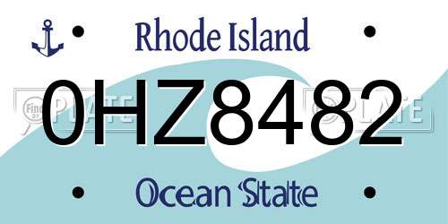 0HZ8482 Rhode Island License Plate