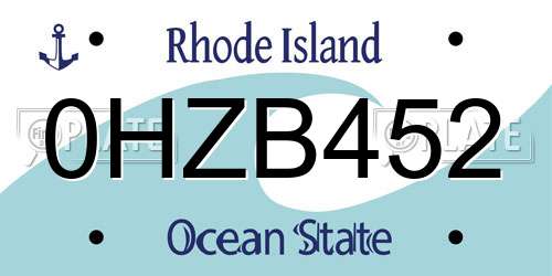 0HZB452 Rhode Island License Plate