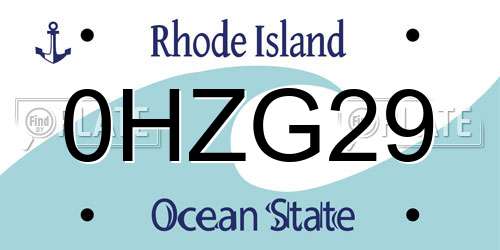 0HZG29 Rhode Island License Plate