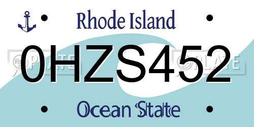 0HZS452 Rhode Island License Plate