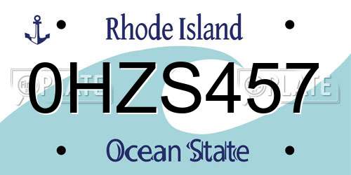 0HZS457 Rhode Island License Plate