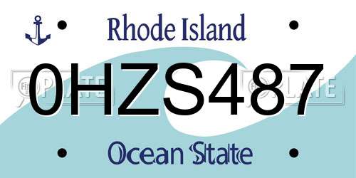 0HZS487 Rhode Island License Plate