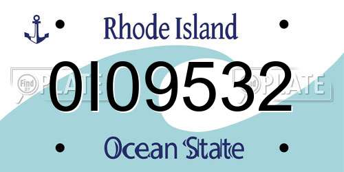 0I09532 Rhode Island License Plate