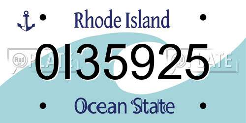 0I35925 Rhode Island License Plate