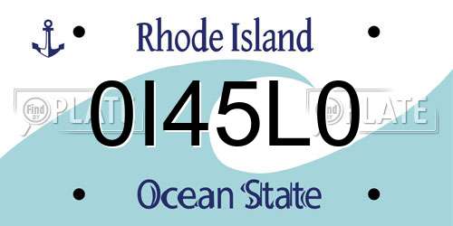 0I45L0 Rhode Island License Plate