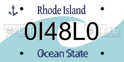 0I48L0 Rhode Island License Plate