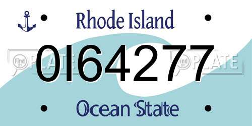 0I64277 Rhode Island License Plate