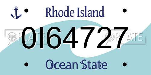 0I64727 Rhode Island License Plate