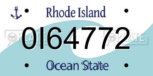 0I64772 Rhode Island License Plate