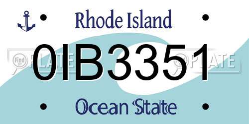 0IB3351 Rhode Island License Plate