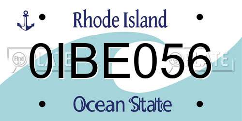 0IBE056 Rhode Island License Plate