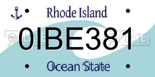 0IBE381 Rhode Island License Plate
