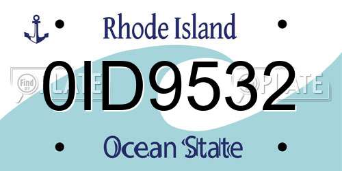 0ID9532 Rhode Island License Plate
