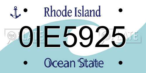 0IE5925 Rhode Island License Plate