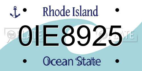 0IE8925 Rhode Island License Plate