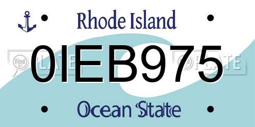 0IEB975 Rhode Island License Plate