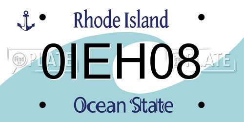 0IEH08 Rhode Island License Plate