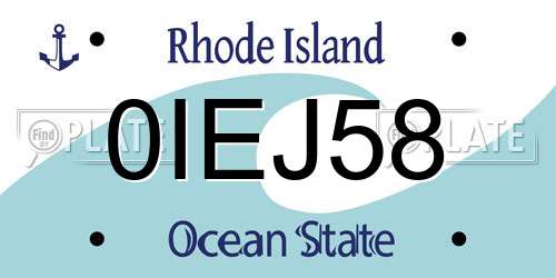 0IEJ58 Rhode Island License Plate