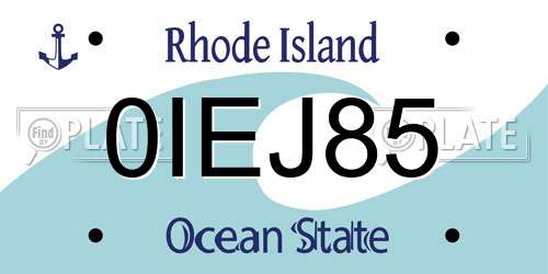0IEJ85 Rhode Island License Plate