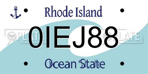 0IEJ88 Rhode Island License Plate