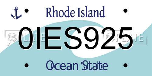 0IES925 Rhode Island License Plate
