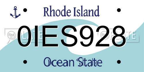 0IES928 Rhode Island License Plate