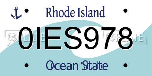 0IES978 Rhode Island License Plate