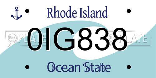 0IG838 Rhode Island License Plate